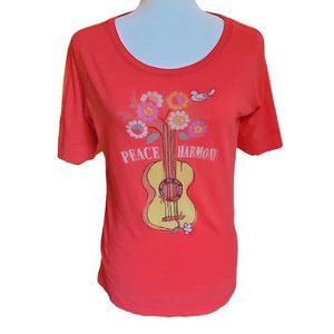 Lucky Brand Women's Graphic Short Sleeve Tee Medium Reddish Orange